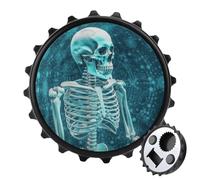 Décapsuleur magnétique, aimant de réfrigérateur rond de 7,9 cm, design amusant en forme de chapeau de bière, squelette de couleur pour cuisine, bar, bureau