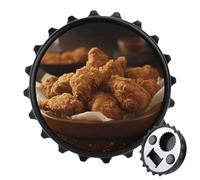 Décapsuleur magnétique, aimant de réfrigérateur rond de 7,9 cm, design amusant en forme de chapeau de bière, ouvre-bouteille de poulet frit pour cuisine, bar, bureau