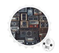 Décapsuleur magnétique, aimant rond de réfrigérateur de 7,9 cm, design amusant en forme de chapeau de bière, mur vintage de radio Boombox décapsuleur pour cuisine, bar, bureau
