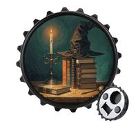 Décapsuleur magnétique, aimant rond de réfrigérateur de 7,9 cm, design amusant en forme de chapeau de bière, décapsuleur Dark Academy pour cuisine, bar, bureau