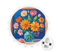 Décapsuleur magnétique, aimant rond de réfrigérateur de 7,9 cm, design amusant en forme de chapeau de bière, décapsuleur de peinture diamant fleur pour cuisine, bar, bureau