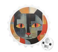 Décapsuleur magnétique, aimant rond de réfrigérateur de 7,9 cm, design amusant en forme de chapeau de bière, décapsuleur en forme de chat aux yeux rouges orange pour cuisine, bar, bureau