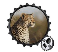 Décapsuleur magnétique, aimant rond de réfrigérateur de 7,9 cm, design amusant en forme de chapeau de bière, décapsuleur animal sauvage léopard pour cuisine, bar, bureau