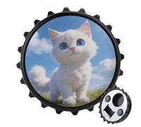 Décapsuleur magnétique amusant en forme de boule de neige aux yeux bleus pour réfrigérateur - Aimant puissant pour réfrigérateur - Cadeau pour petit ami, mari, père - Noir