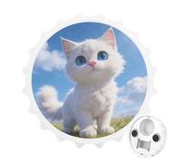 Décapsuleur magnétique amusant en forme de boule de neige aux yeux bleus pour réfrigérateur - Aimant puissant pour réfrigérateur - Cadeau décoratif pour petit ami, mari, père, blanc