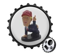 Décapsuleur magnétique Cartoon President, outil de cuisine peu encombrant, décapsuleur amusant et aimant de réfrigérateur pour le camping, les voyages, le camping - Style noir