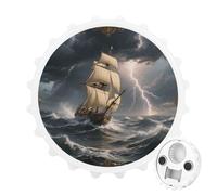 Décapsuleur magnétique en forme de bateau à voile dans la mer orageuse pour réfrigérateur, décapsuleur rond magnétique pour cuisine et bar, cadeau pour les amateurs de bière