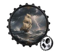 Décapsuleur magnétique en forme de bateau à voile dans la mer orageuse pour réfrigérateur, décapsuleur rond magnétique pour cuisine et bar, cadeau pour les amateurs de bière