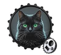 Décapsuleur magnétique en forme de chat noir aux yeux verts pour réfrigérateur, décapsuleur rond magnétique pour cuisine et bar, cadeau pour les amateurs de bière