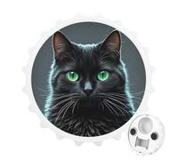 Décapsuleur magnétique en forme de chat noir aux yeux verts pour réfrigérateur, décapsuleur rond magnétique pour cuisine et bar, cadeau pour les amateurs de bière