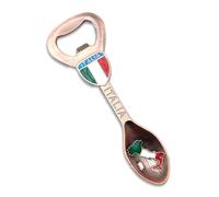 Décapsuleur magnétique en forme de cuillère - Tire-bouchon en métal pour bouchons à couronne avec design italien tricolore - drapeau écrit botte - 12 cm pour maison bar et cadeau (brun)