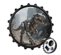 Décapsuleur magnétique en forme de dinosaure mécanique dans une ville ruinée, décapsuleur magnétique pour réfrigérateur, décapsuleur rond magnétique pour cuisine et bar, cadeau pour les amateurs de