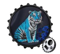 Décapsuleur magnétique en forme de tigre rose bleue, outil de cuisine peu encombrant, décapsuleur de bière amusant et aimant de réfrigérateur pour camping, voyage, camping, style noir
