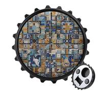 Décapsuleur magnétique en mosaïque de marbre nostalgique, outil de cuisine peu encombrant, décapsuleur amusant et aimant de réfrigérateur pour camping, voyage, camping - Style noir
