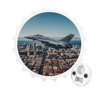 Décapsuleur magnétique Fighter Jets Fly Over Cities - Outil de cuisine peu encombrant - Ouvre-bière amusant et aimant de réfrigérateur pour camping, voyage, camping - Blanc