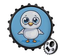 Décapsuleur magnétique rond pour réfrigérateur - Mouette aux grands yeux - Ouvre-bière amusant - Aimants décoratifs de réfrigérateur pour la maison, le bar, la cuisine, le bureau - Noir
