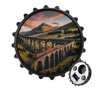 Décapsuleur magnétique Sunset over Elevated Bridge, outil de cuisine peu encombrant, décapsuleur amusant et aimant de réfrigérateur pour le camping, les voyages, le camping - Style noir