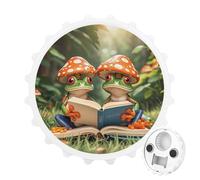 Décapsuleur magnétique « The Frog Family Is Reading » - Outil de cuisine peu encombrant - Ouvre-bière amusant et aimant de réfrigérateur pour camping, voyage, camping - Blanc