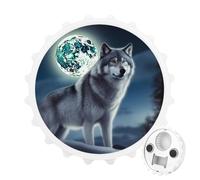 Décapsuleur magnétique Wolf Under Moon pour réfrigérateur | Aimant de réfrigérateur puissant, décoration d'intérieur amusante, décapsuleur créatif avec récupérateur de bouchons