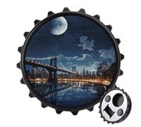 Décapsuleur multifonction et aimant de réfrigérateur, motif lune clair de New York, décapsuleur de bière facile à utiliser, idéal pour la cuisine et la décoration de la maison