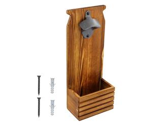 Decapsuleur Mural Biere, Beer Bottle Opener avec Cap Catcher, Décapsuleur en Bois pour Bar Maison Terrasse，Ouvre Bouteille Mural ou Sur Pied, Cadeau Homme Anniversaire pour Papa Mari，12x7,4x30cm