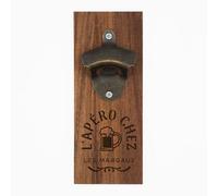 Décapsuleur Mural en Bois, L'apéro chez les Nom de Famille Gravé, 20x7,5x3 cm, Fabriqué à Bordeaux