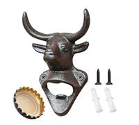 Décapsuleur mural en forme de tête de - 14 cm - Ouvre-bière pour bars - Lève-bouchon en métal moulé avec caractéristiques bovines complexes - Outil monté sur armoire pour faire sauter les