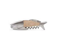 Décapsuleur ouvre-bouteille en bois - KIKKERLAND - Forme poisson - Bois et acier inoxydable - Vert - 1 pièce
