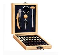 Décapsuleur professionnel avec thermomètre à vin, bouchon de bouteille, anneau anti-goutte et coffret cadeau en bois (Couleur bois)