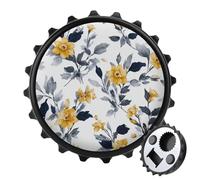 Décapsuleur rond avec motif botanique jonquilles et feuilles de saule - Aimants ronds pour réfrigérateur - Pour cuisine, bureau