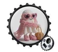 Décapsuleur rond en fil de crochet, motif coquette, fantôme, lunettes de soleil, décapsuleur, aimant de réfrigérateur, bière, décapsuleur magnétique pour réfrigérateur, cuisine, bureau