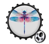 Décapsuleur rond en forme de libellule aquarelle bleue et rose pour réfrigérateur, cuisine, bureau