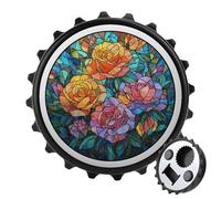 Décapsuleur rond en forme de roses en verre teinté style mosaïque pour réfrigérateur, cuisine, bureau