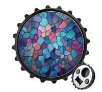 Décapsuleur rond en mosaïque abstraite, bleu, bleu sarcelle, violet, pour réfrigérateur, cuisine, bureau