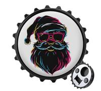 Décapsuleur rond noir néon silhouette de Père Noël aimants de réfrigérateur boissons bières décapsuleurs magnétiques pour réfrigérateur, cuisine, bureau