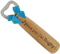 Décapsuleur Rugby en Bois Gravé et Personnalisé - Cadeau Rugby Homme Original - Ouvre Bouteille Anniversaire, Noël pour Rugbymen et pour les Champions de la 3ème Mi-Temps