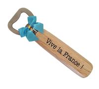 Décapsuleur Vive la France en Bois Gravé sur Deux Faces - Accessoire Patriote pour Amoureux du Terroir Français et d'Apéro Entre Amis