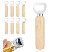 Décapsuleurs en Bois, Ouvre Bouteilles de Bière 8 Pièces, Décapsuleurs en Acier Inoxydable avec Poignée en Bois Ouvre Bouteille pour la Maison, Cuisine, Bar, Camping, Grand Cadeau pour Hommes