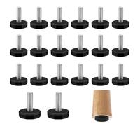 DECARETA 20 PCS Pieds de Nivellement pour Meubles, Vis de Réglage pour Meuble Pieds Vérin de Meuble Noir Pieds de Meuble à Visser pour Placard, Tables, Chaises, Armoires, (22 * 18mm)