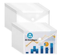 DECARETA 36Pcs Pochettes Porte Document A5 Pochette Plastique Transparente avec Bouton Pression en Polypropylène Incolores Étanche pour Bureau École