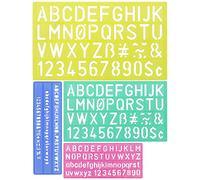 DECARETA 4Pcs Pochoir Chiffre et Lettre, Pochoir Alphabet Réutilisable en Plastique Pochoir à Dessin Semi-Transparent Règle pour Enfants Création de Cartes de Journal Scrapbooking DIY