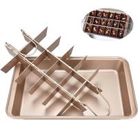 DECARETA Moule à Brownie avec Intercalaires Moule à Gateau Carré 31 * 20 * 3.9cm Plateau de Cuisson Anti-adhésif pour Patisserie Muffin Tartelette