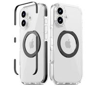 DecaStars Coque magnétique pour iPhone 16 avec support rotatif à 360° [compatible avec MagSafe] [Protection de qualité militaire] [Bande amovible] Coque fine anti-jaunissement pour iPhone 16 6,1