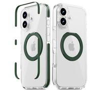 DecaStars Coque magnétique pour iPhone 16 avec support rotatif à 360° [compatible avec MagSafe] [Protection de qualité militaire] [Bande amovible] Coque fine anti-jaunissement pour iPhone 16 6,1
