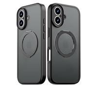 DecaStars Coque pour iPhone 17, rotation à 360°, support magnétique, compatible avec MagSafe, protection militaire, protection complète de l'appareil photo, coque de téléphone translucide mate pour