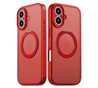 DecaStars Coque pour iPhone 17, rotation à 360°, support magnétique, compatible avec MagSafe, protection militaire, protection complète de l'appareil photo, coque de téléphone translucide mate pour