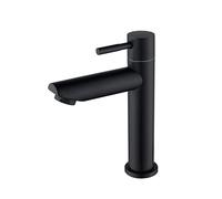 Decaura Robinet lave main eau froide uniquement, robinet lavabo eau froide pour WC, robinetterie avec Bec Hauteur 100mm en acier inoxydable Noir Matte