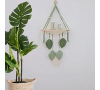 DECCARO Tenture murale en macramé "Leaf", vert, 40 x 100 cm