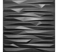 Deccart - Panneaux Muraux 50x50 cm - Panneau mural 3D Décoratif en EPS-Polystyrène - Plaque murale decorative - Décoration murale - Relief texturé - Wall Panel - Deco Mur - Noir, 1 pièce, 0.25 m²