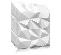 Deccart - Panneaux Muraux 50x50 cm - Panneau mural 3D Décoratif en EPS-Polystyrène - Plaque murale decorative - Décoration murale - Relief texturé - Wall Panel - Deco Mur - Blanc, 48 pièces, 12 m²